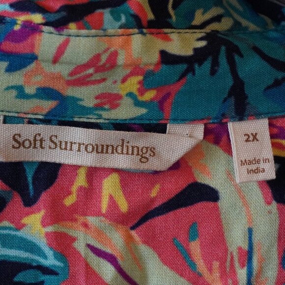 Soft Surroundings, Florence Tropicana, Floral Embroider Tassel Maxi Shirt Dress - Picture 6 of 7